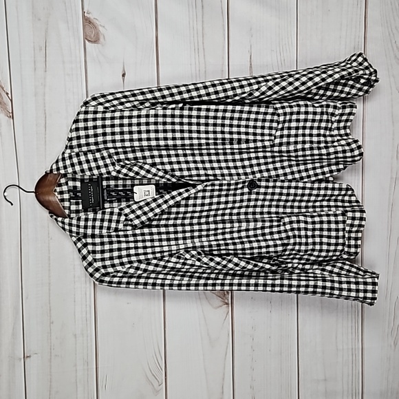 Sanctuary Jackets & Blazers - NWT Sanctuary Black White Gingham Buffalo Plaid Check Boyfriend Blazer - Large